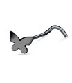 Big Butterfly Silver Curved Nose Stud NSKB-130F